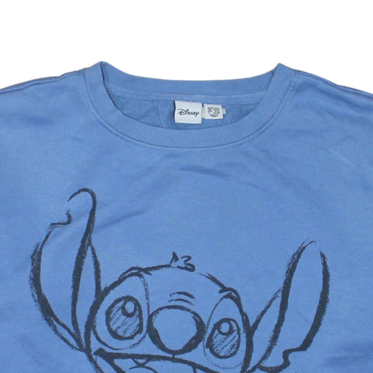 Disney Primark Women Blue Stitch Sweatshirt L 14/16 Long Sleeve Crew Neck