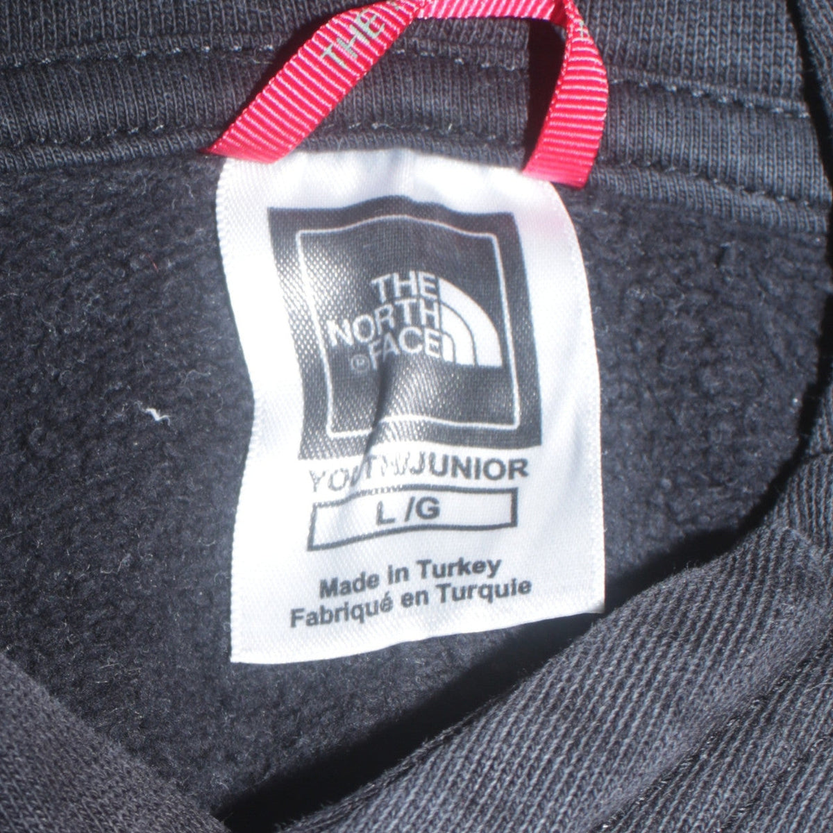 The North Face Boys Black Pullover Hoodie L Cotton Fleece Casual Warm