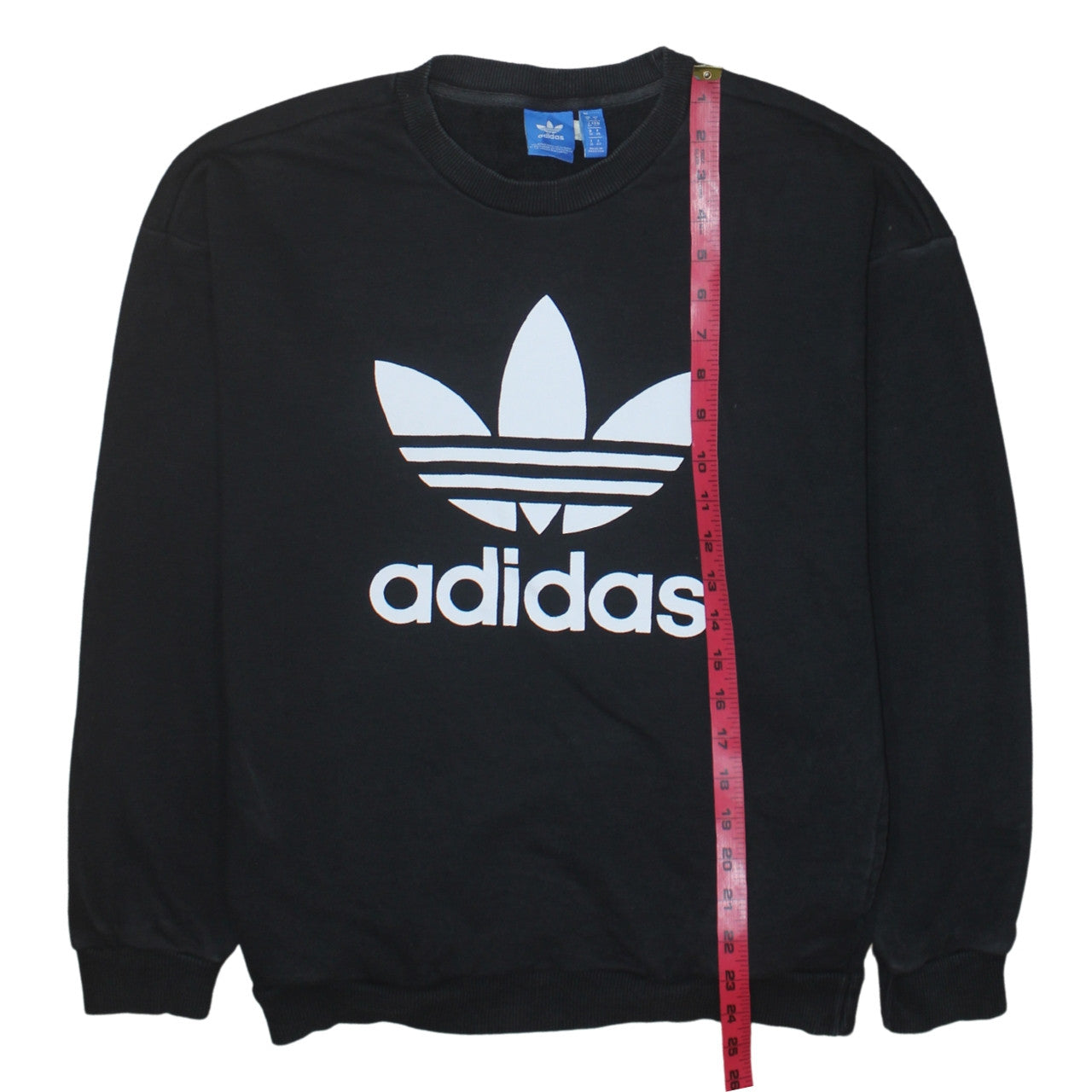 Adidas Womens Black Cotton Pullover Sweatshirt Size 12 Crew Neck Logo Print