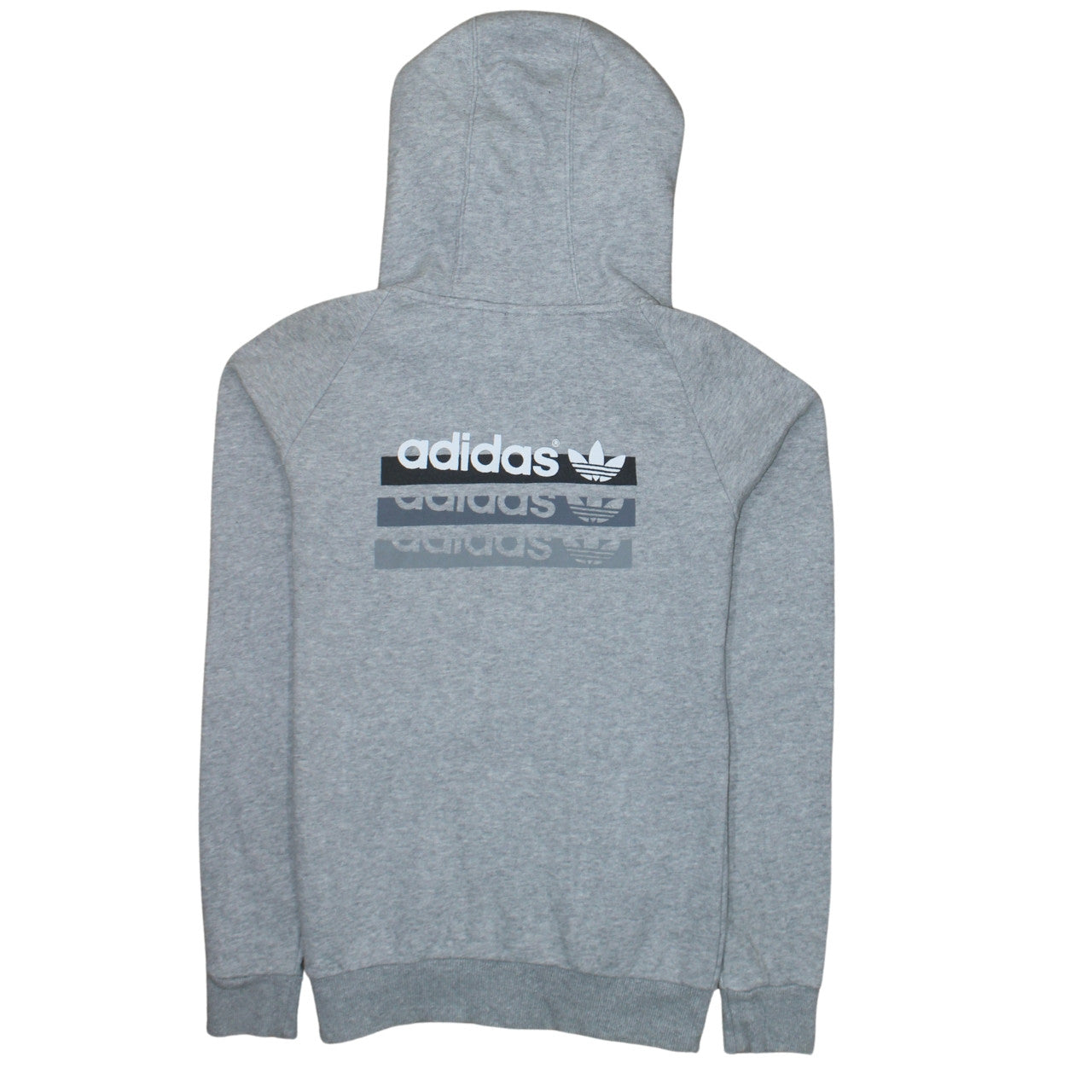 Adidas Womens Grey Full Zip Hoodie Size 8 Classic Fit Logo Print