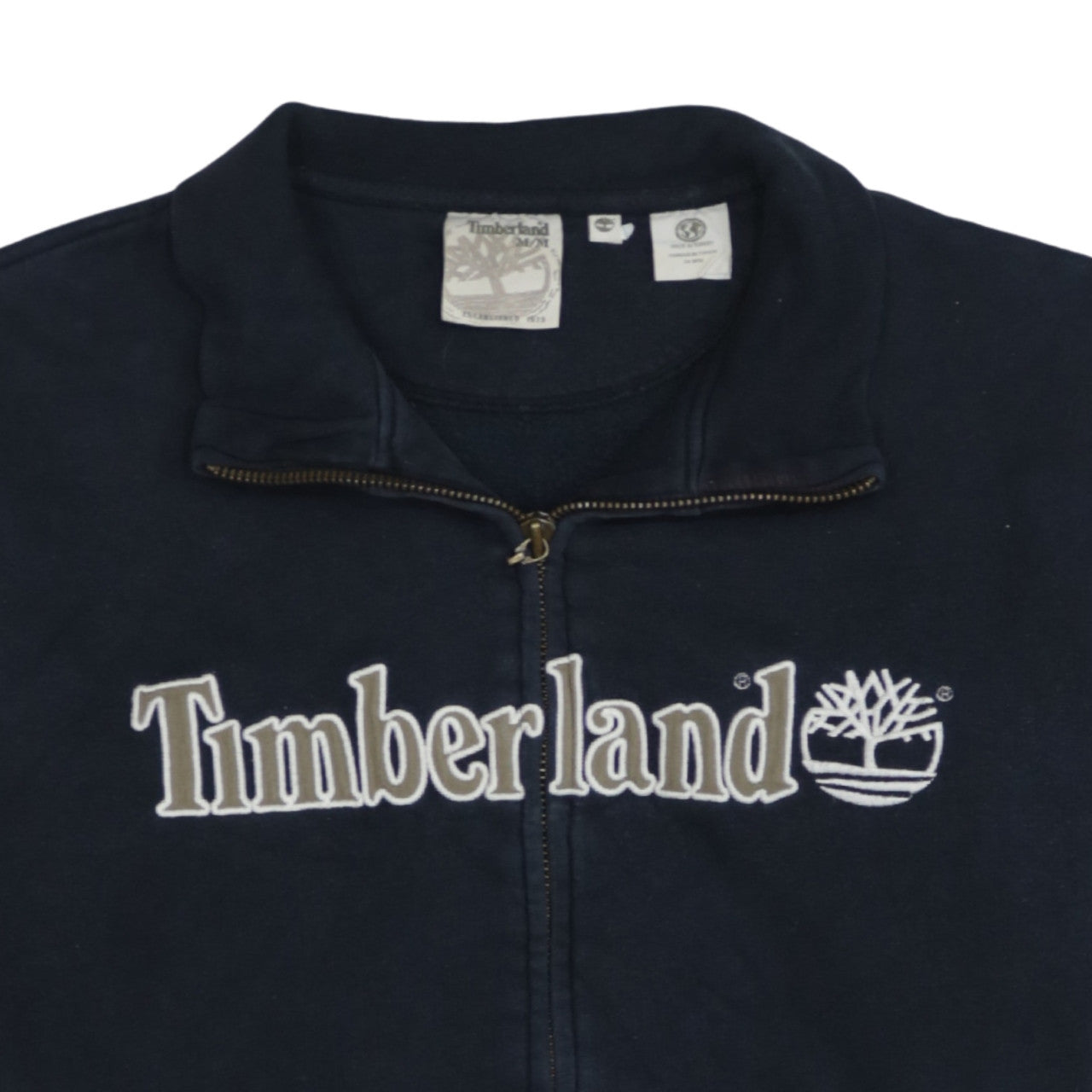 Timberland Men's Blue Full Zip Embroidered Sweatshirt Size M
