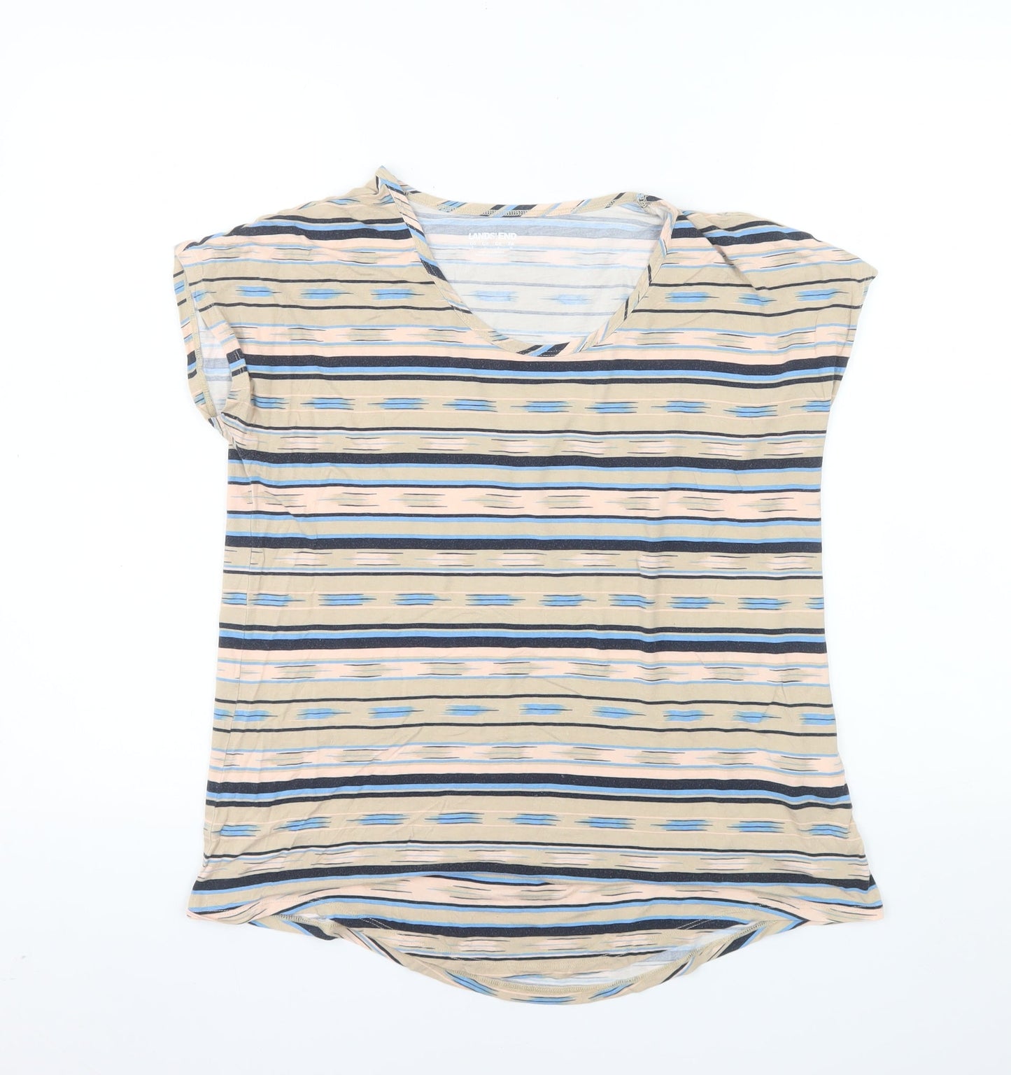 Lands' End Women’s Multicoloured Striped T-Shirt Size S Short Sleeve