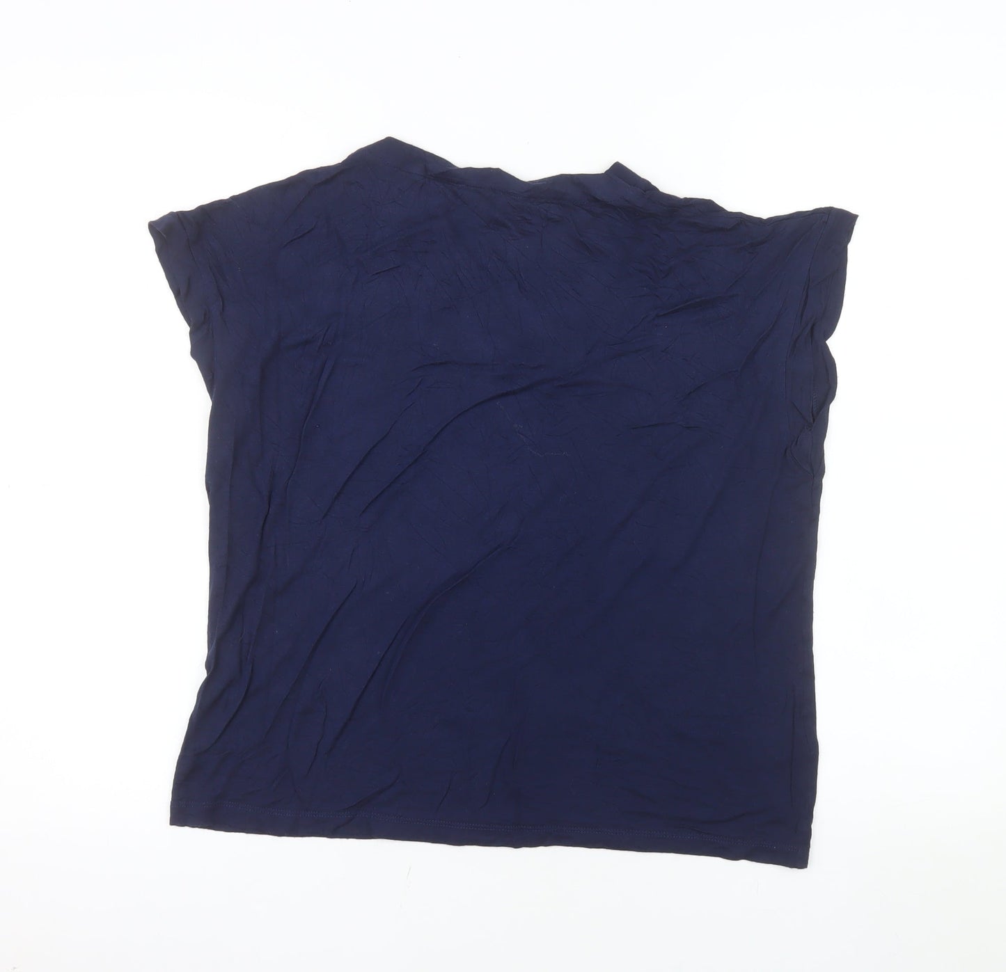 Laura Ashley Women's Blue Viscose Blouse UK 14 V-Neck Short Sleeve