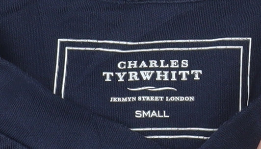 Charles Tyrwhitt Men's Navy Small Short Sleeve Henley Cotton T-Shirt