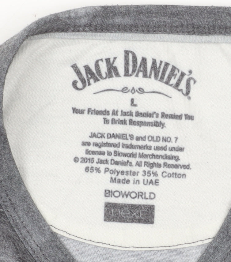 Jack Daniel's Bioworld Men's Grey Graphic Print Crew Neck T-Shirt L