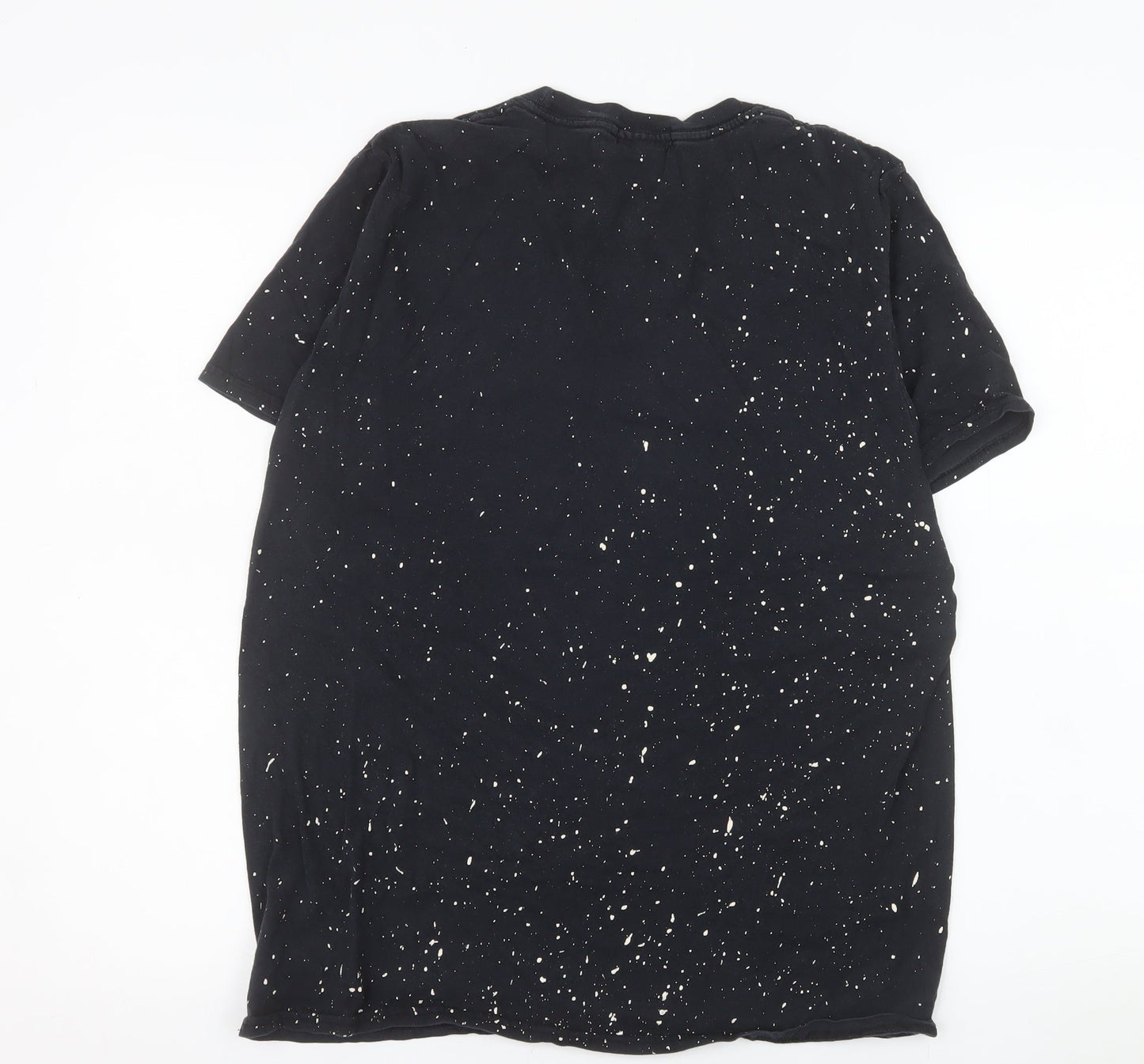 River Island Men's Black Space Print Cotton T-Shirt Size L