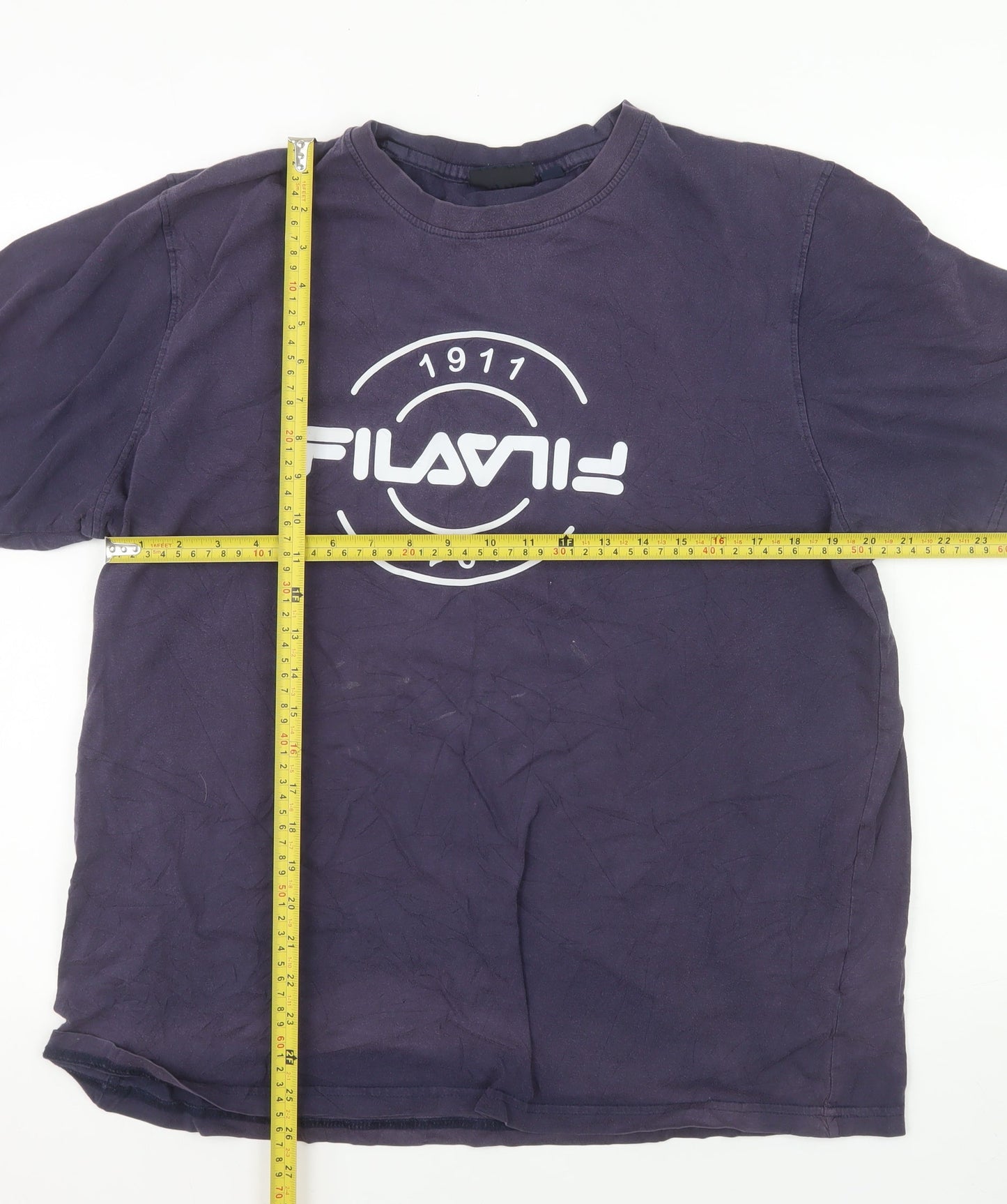 FILA Men's Navy Blue XL Crew Neck Graphic T-Shirt 100% Cotton