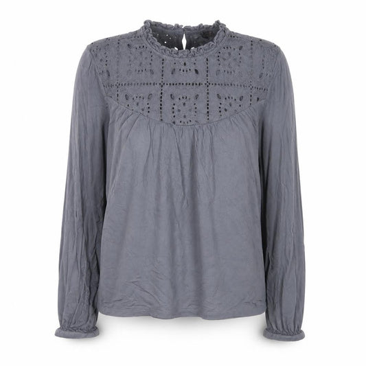 FatFace Womens Grey Embroidered Long Sleeve Tunic Blouse UK 12