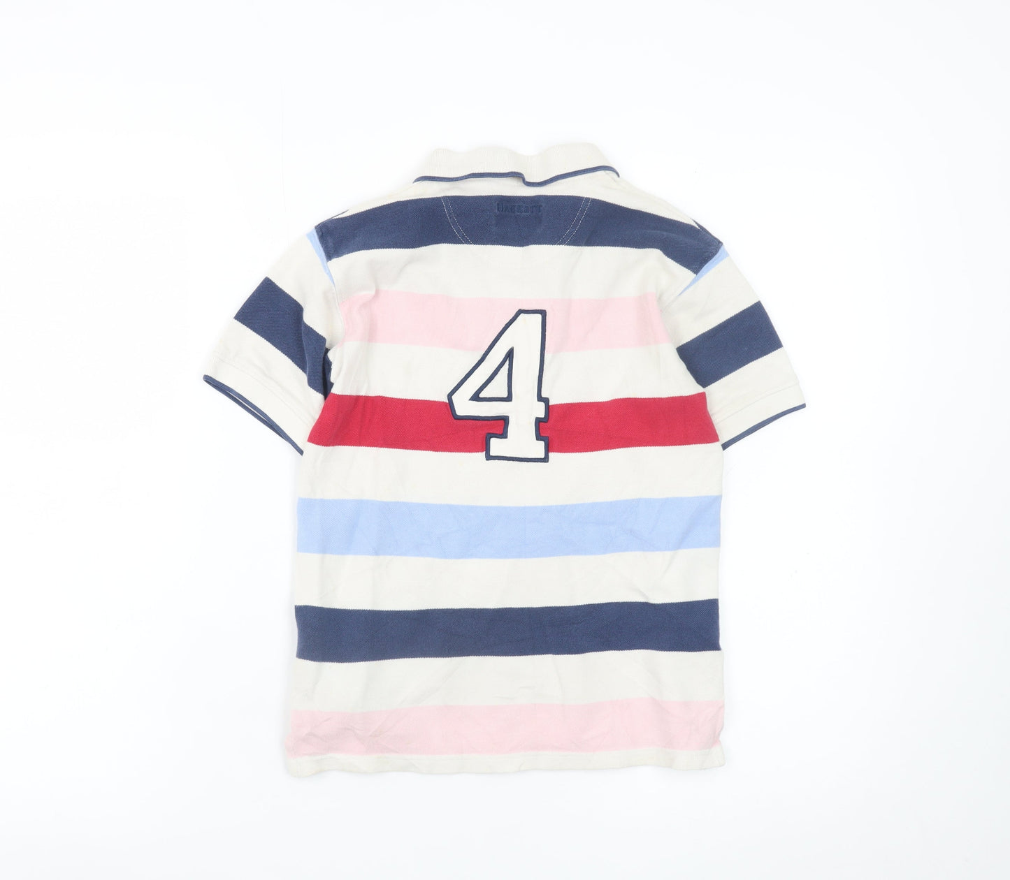 Hackett London Boys Beige Multicoloured Striped Polo Shirt 7-8 Years