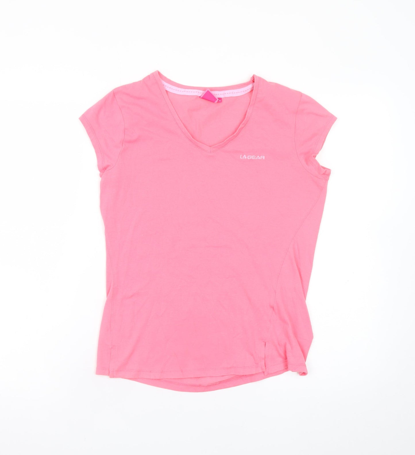 LA Gear Women's Pink V-Neck Short Sleeve Cotton T-Shirt Size 12