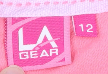 LA Gear Women's Pink V-Neck Short Sleeve Cotton T-Shirt Size 12