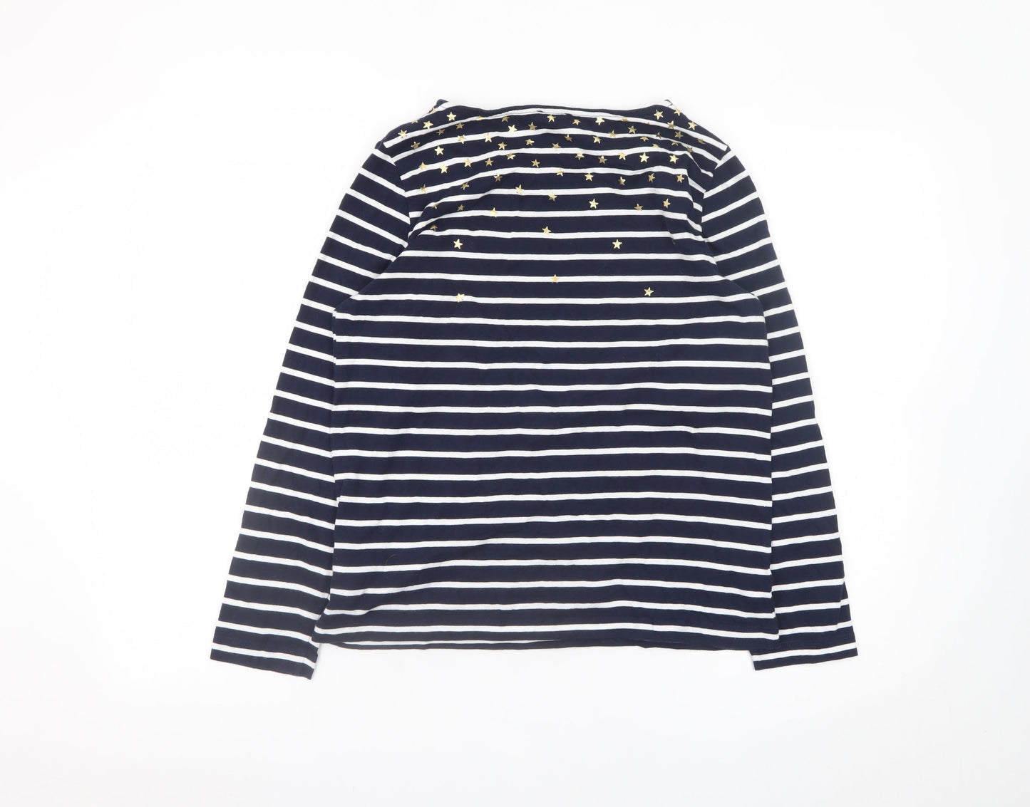 Hobbs Women’s Blue Striped Long Sleeve Star Cotton Top Size M