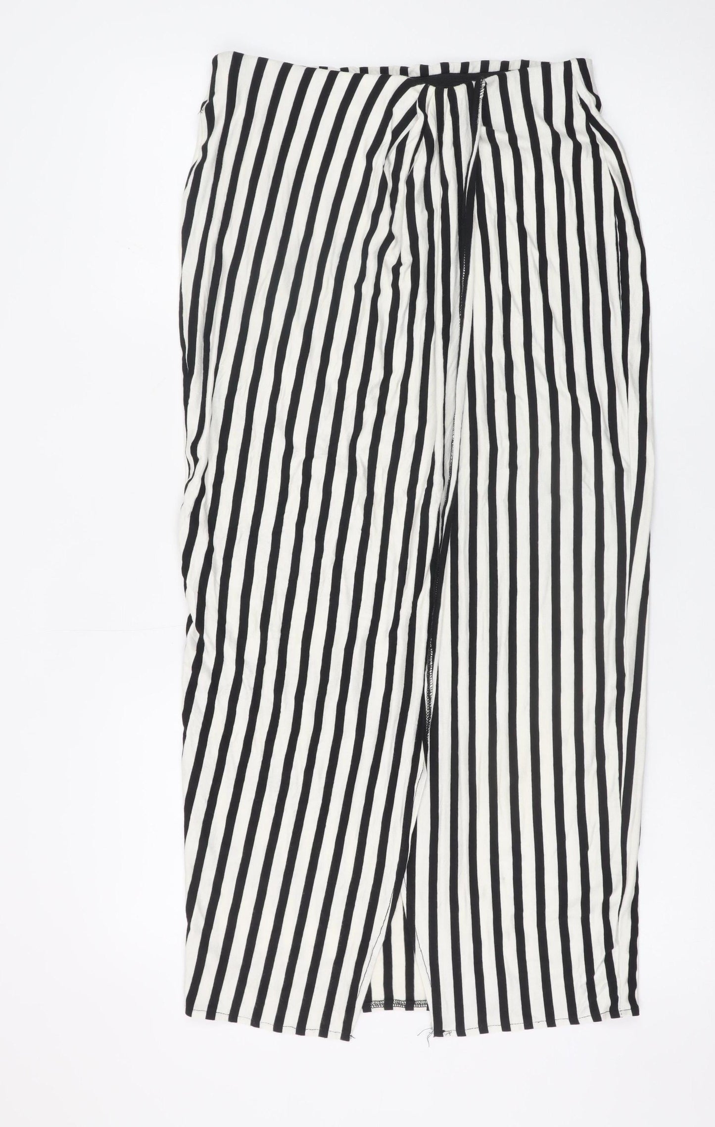 Bershka Women’s Black Striped Midi Wrap Skirt Size 12