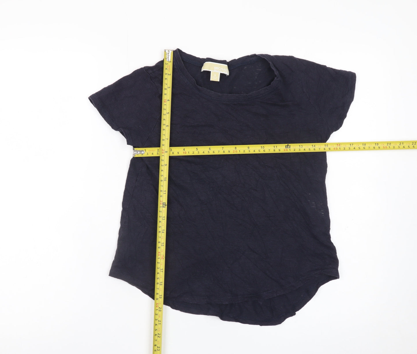 Michael Kors Women's Navy Linen Basic Short Sleeve T-Shirt Size S