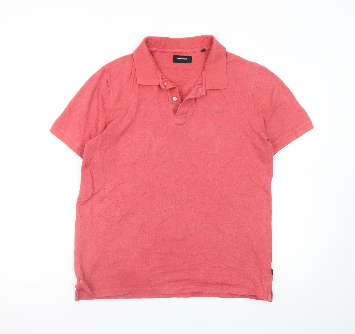 Lindbergh Men's Red Cotton Short Sleeve Polo Shirt M