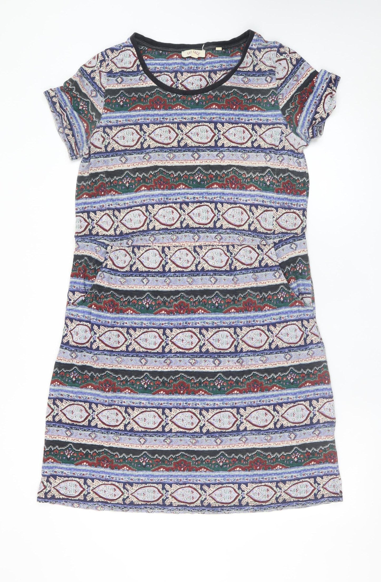 Fat Face Women Multicoloured Size 12 T-Shirt Dress Geometric Jersey