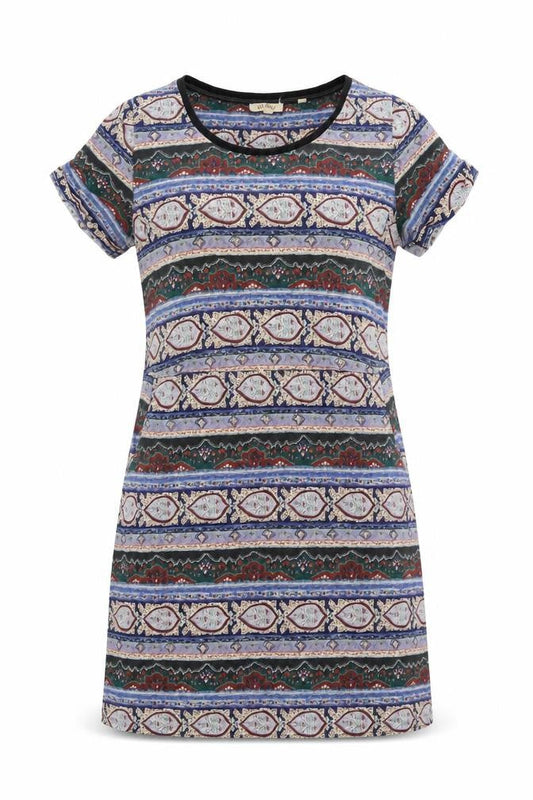 FatFace Women Multicoloured Size 12 T-Shirt Dress Geometric Jersey