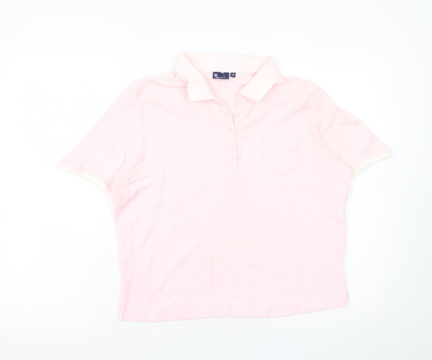 Dash Women Pink Cotton Polo Shirt Size 16 Short Sleeve Casual