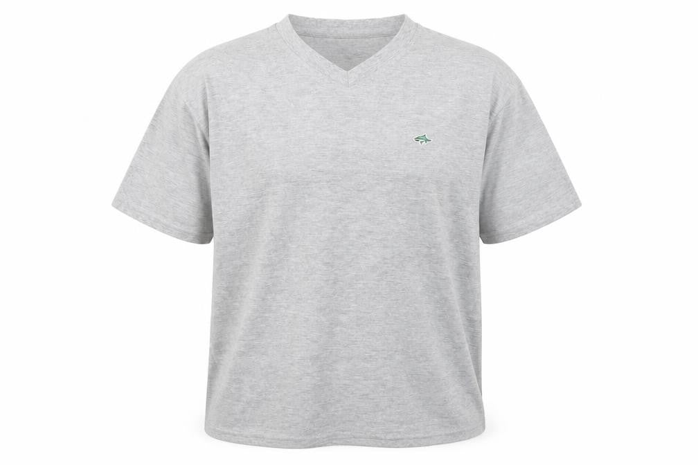 Le Shark Men's Grey Cotton Short Sleeve V-Neck T-Shirt Medium