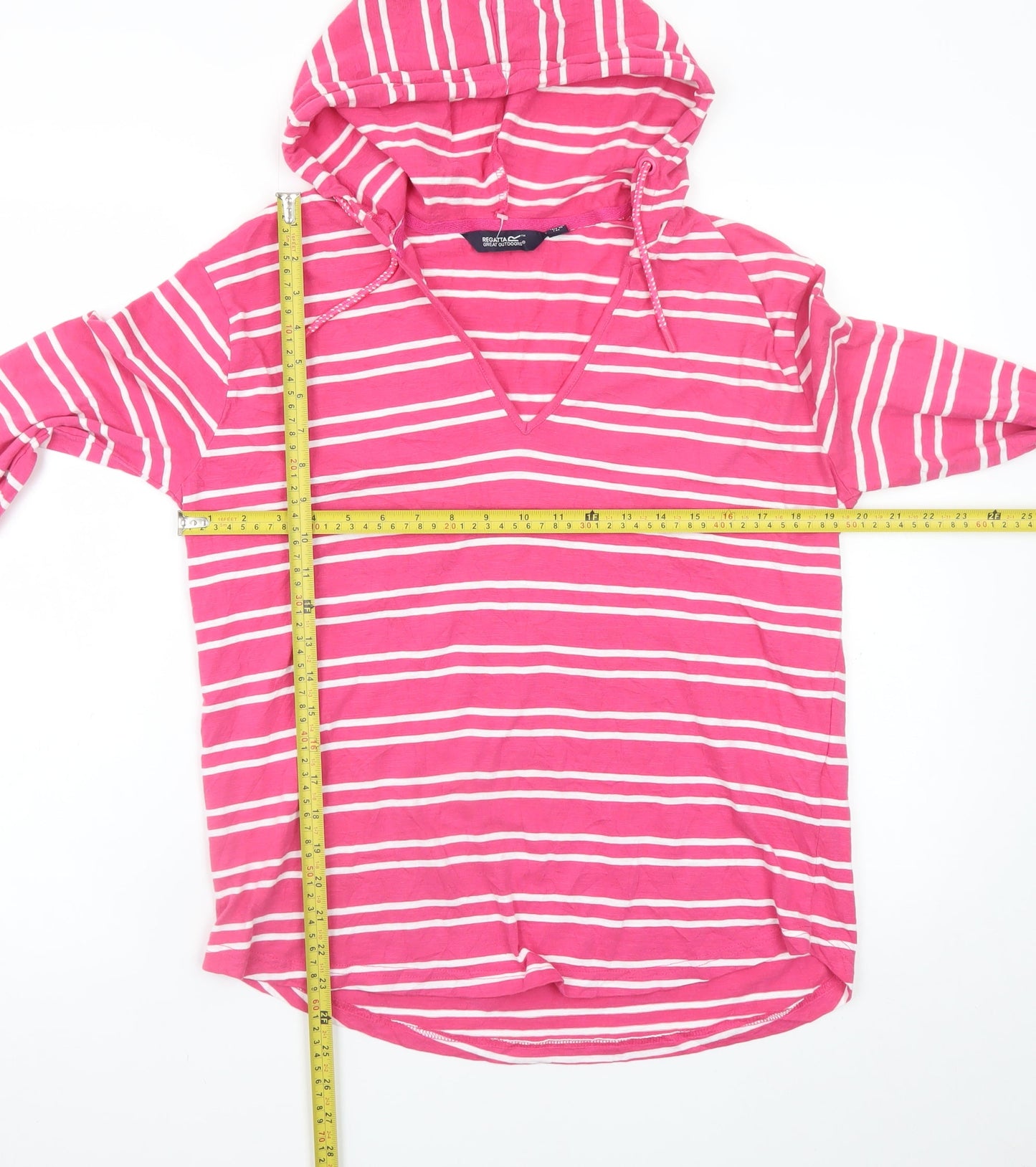 Regatta Women’s Pink Striped Cotton Pullover Hoodie UK 12