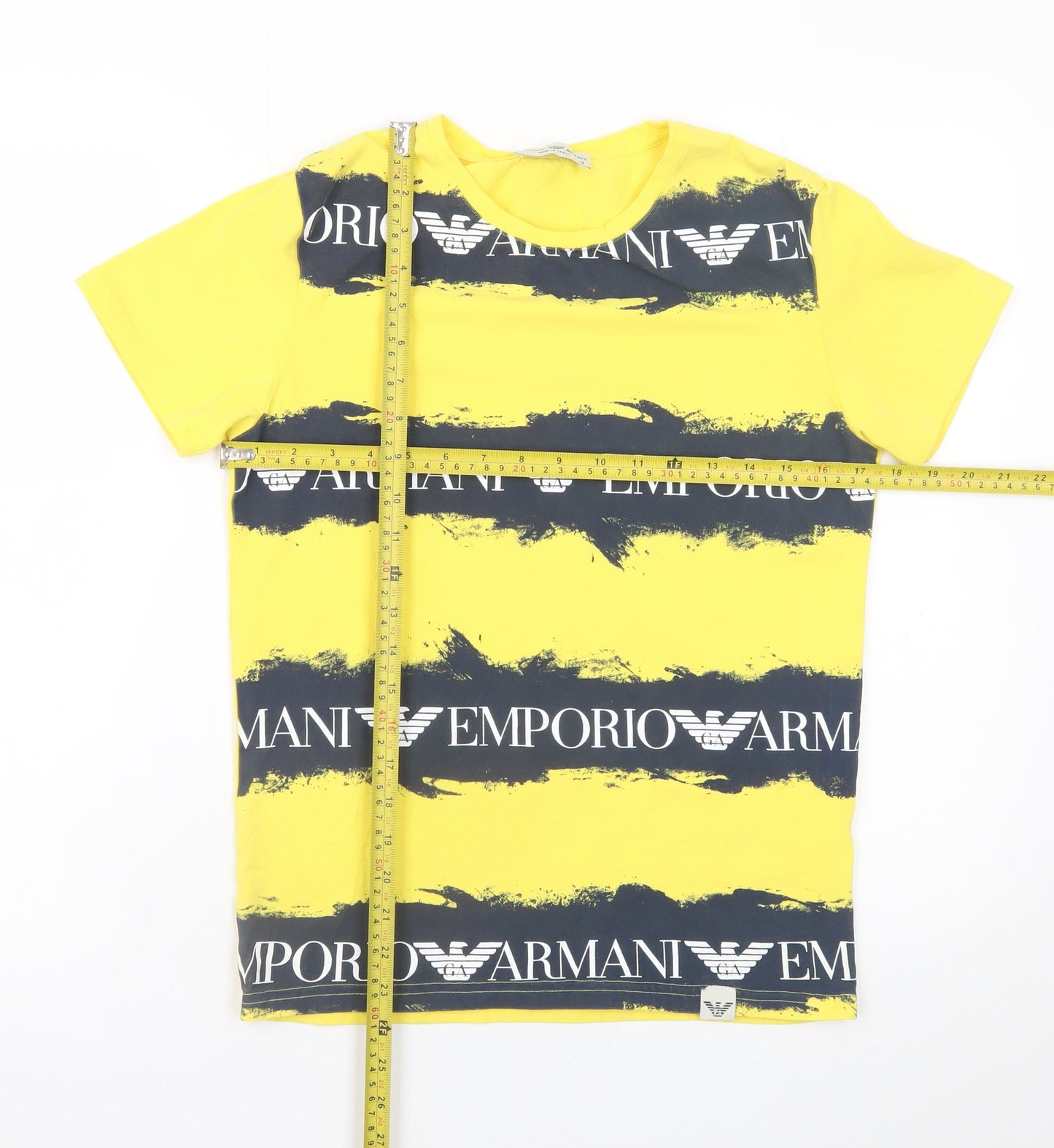 Emporio Armani Men’s Yellow Graphic Logo T-Shirt Size S