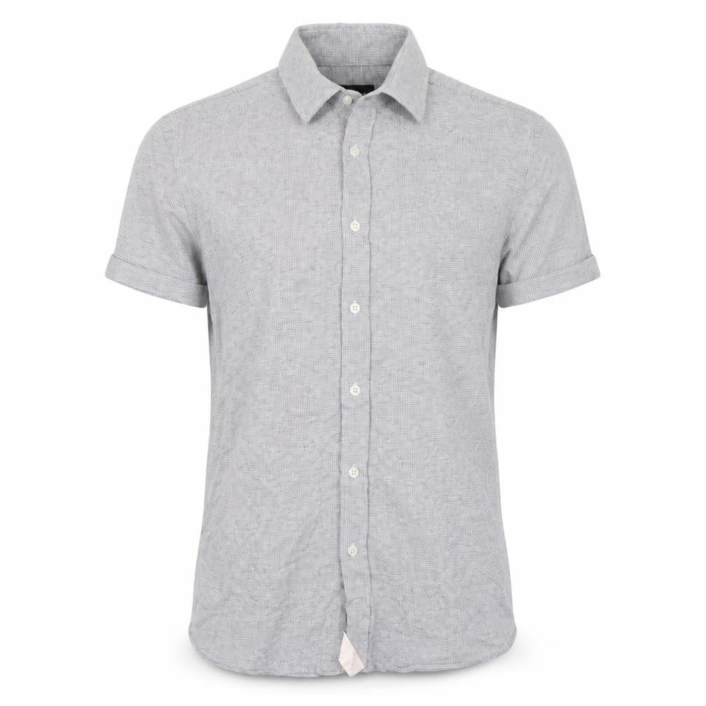 Massimo Dutti Men's Grey Linen Cotton Short Sleeve Polo L
