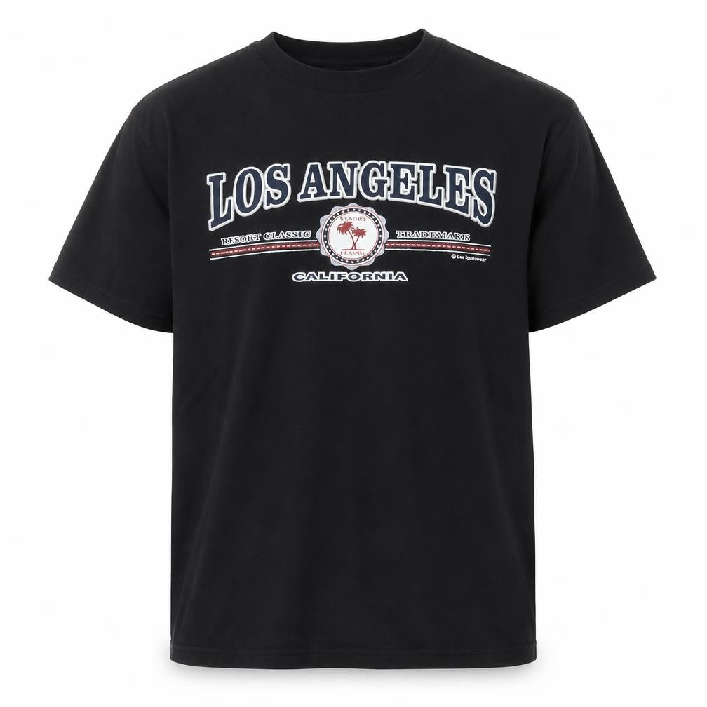 MiShi Men's Black Los Angeles California Graphic Cotton T-Shirt Size M
