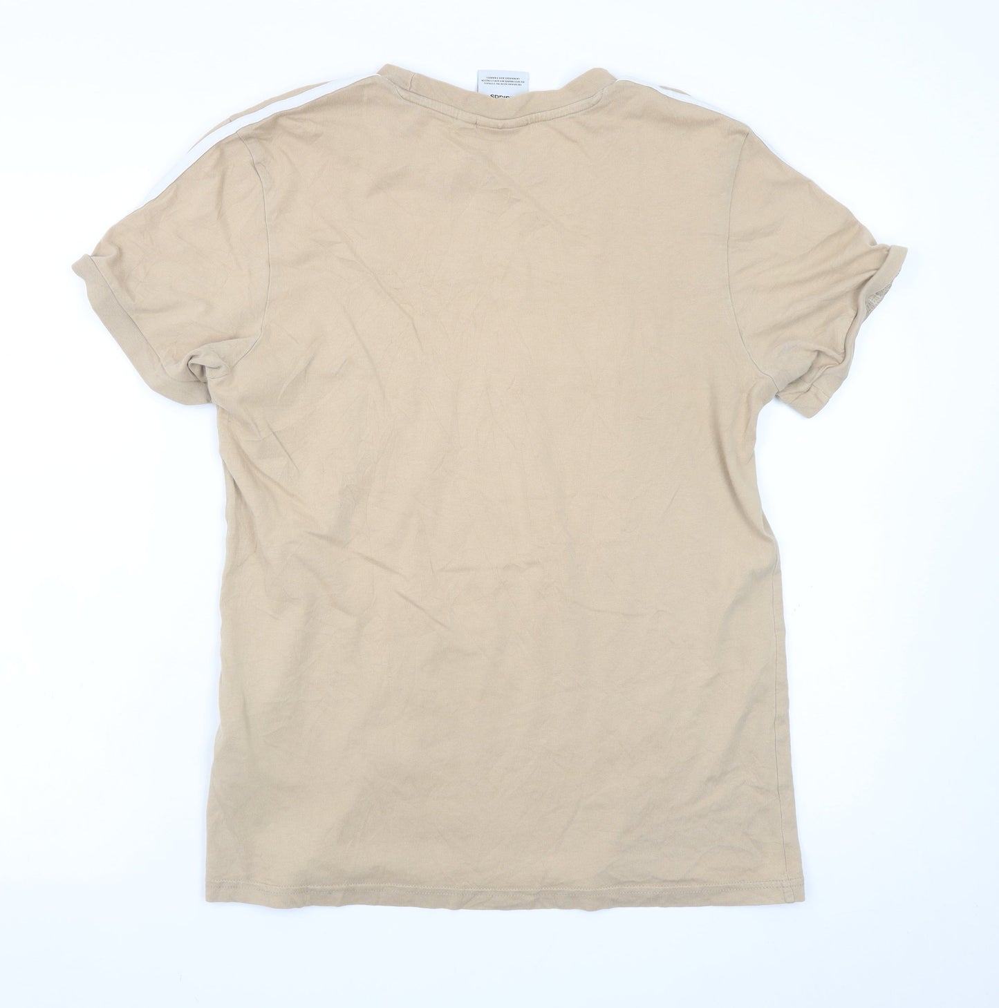 adidas Men's Beige Colourblock Crew Neck Short Sleeve T-Shirt M