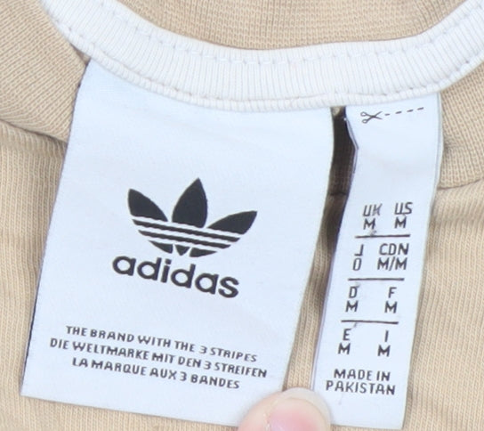 adidas Men's Beige Colourblock Crew Neck Short Sleeve T-Shirt M