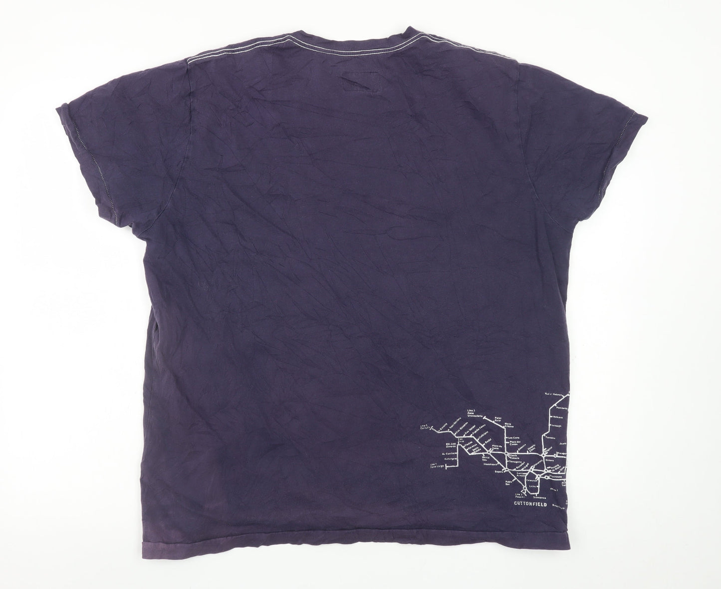 Cottonfield Men's Purple Barcelona Graphic V-Neck T-Shirt XL