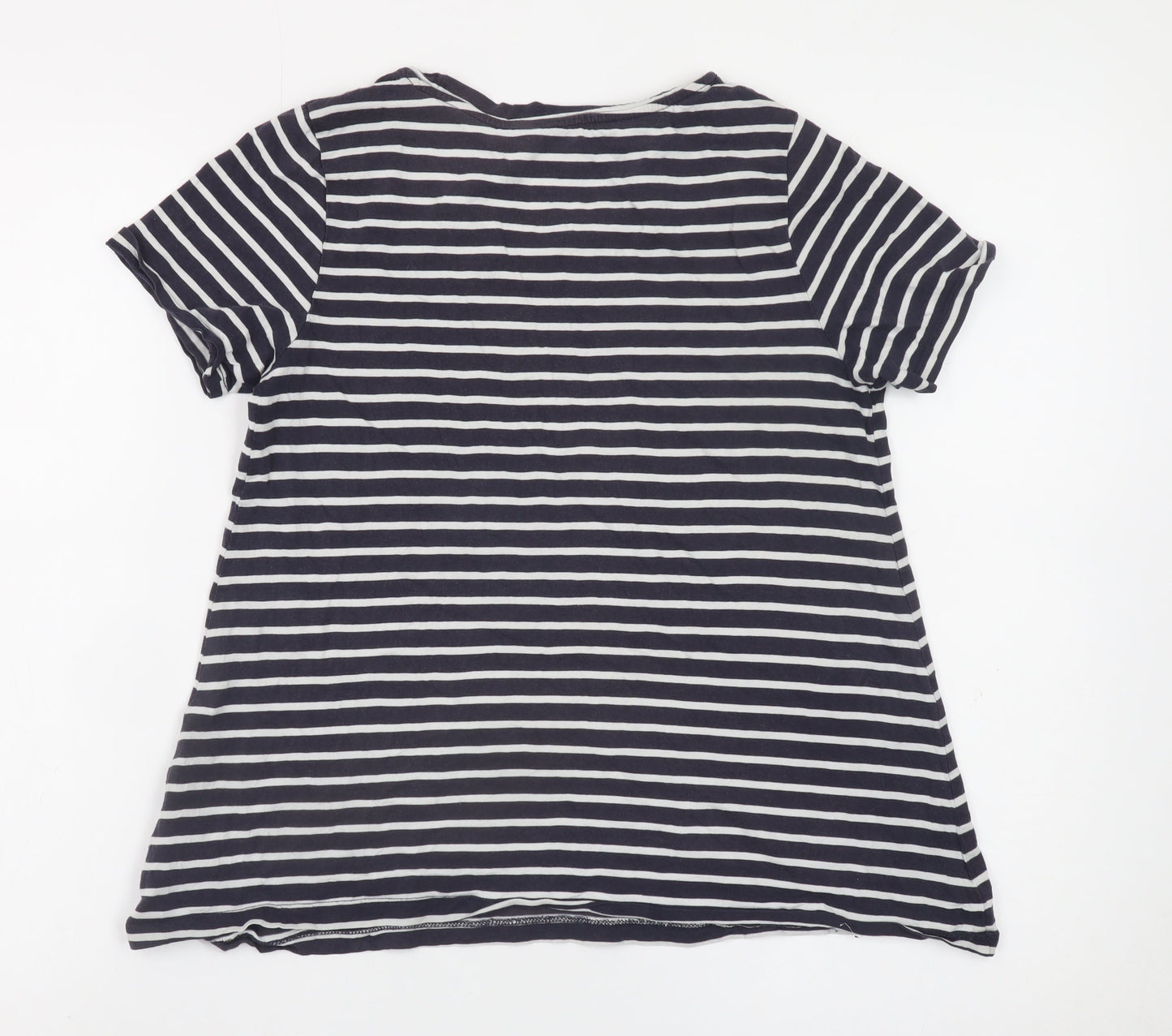 Boden Women Blue Striped Short Sleeve Jersey T-Shirt Size 8