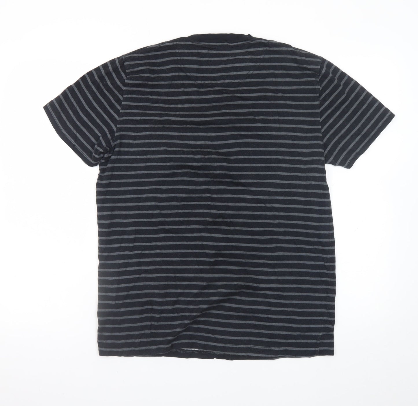 Hollister Men’s Navy Striped Crew Neck Cotton T-Shirt Medium