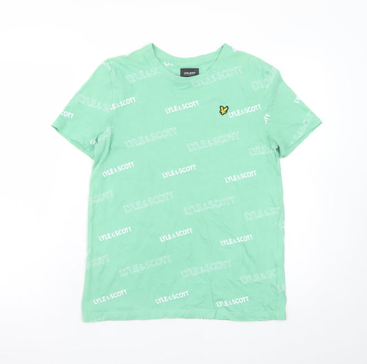 Lyle & Scott Junior Mint Green Logo Print Cotton T-Shirt 14/15Y