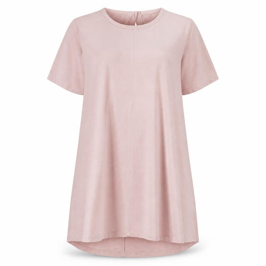 Nina Leonard Women Pink L T-Shirt Dress Short Sleeve Viscose