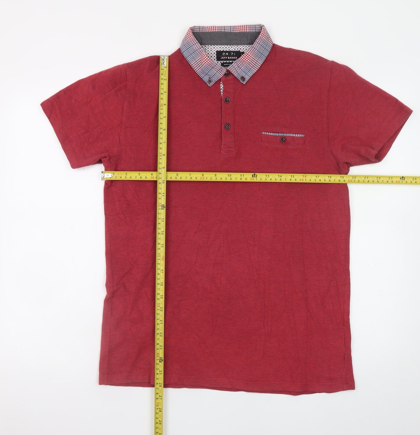 Jeff Banks Men’s Red Cotton Polo Shirt Size L 24:7 Short Sleeve