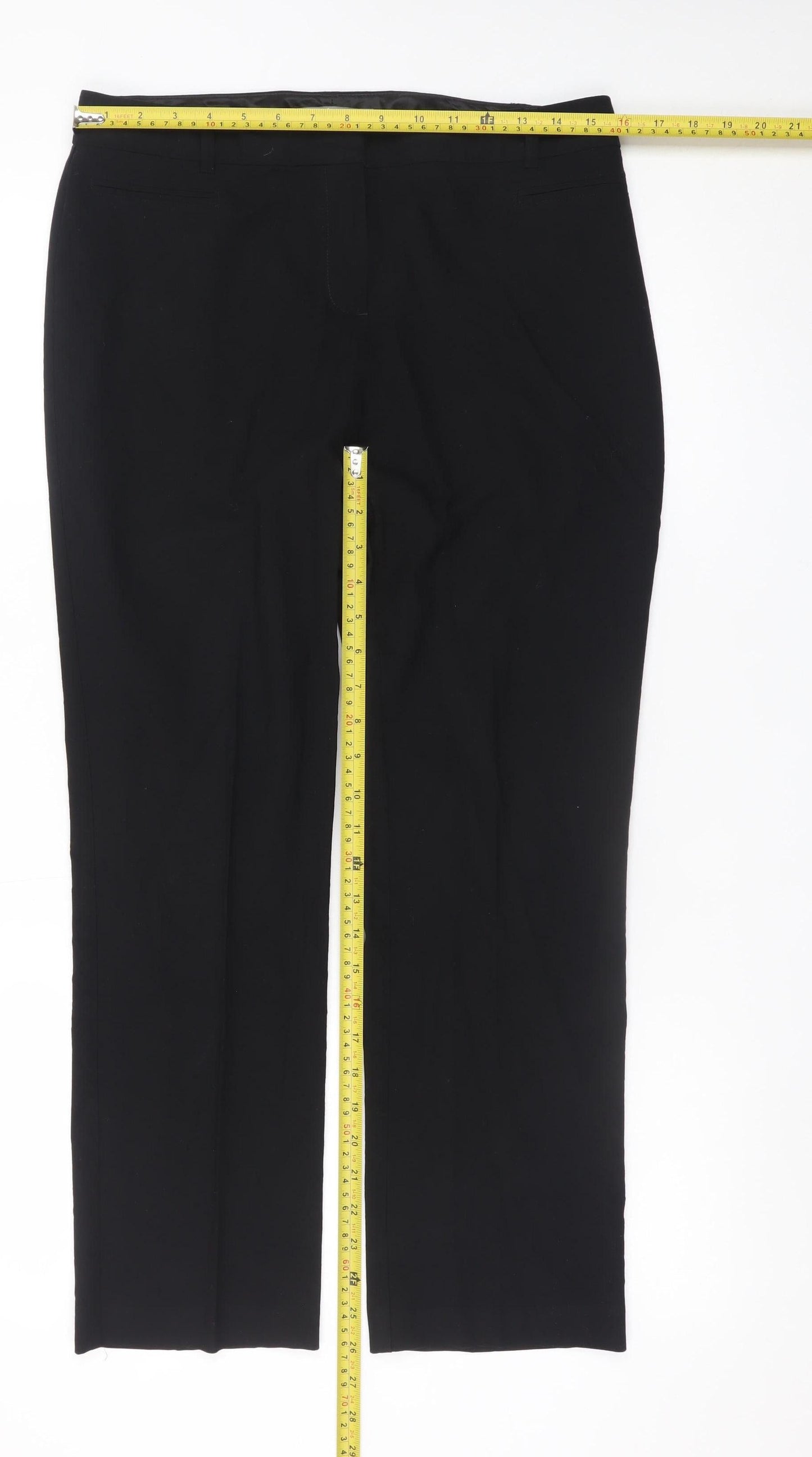 Marks and Spencer Women Black Size 12 Straight Leg Trousers