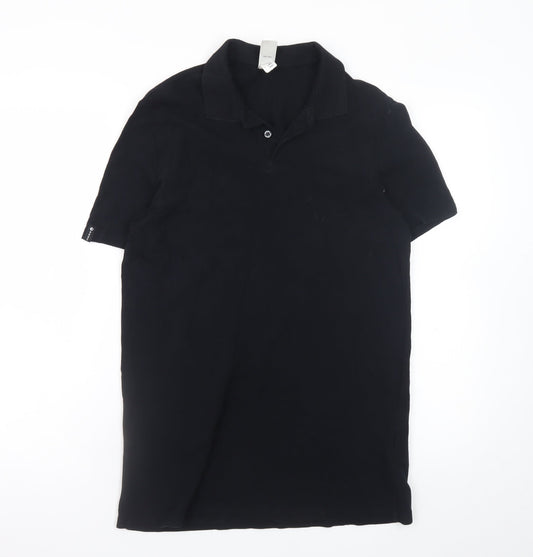 Inesis Men's Black Cotton Short Sleeve Polo Shirt Size L