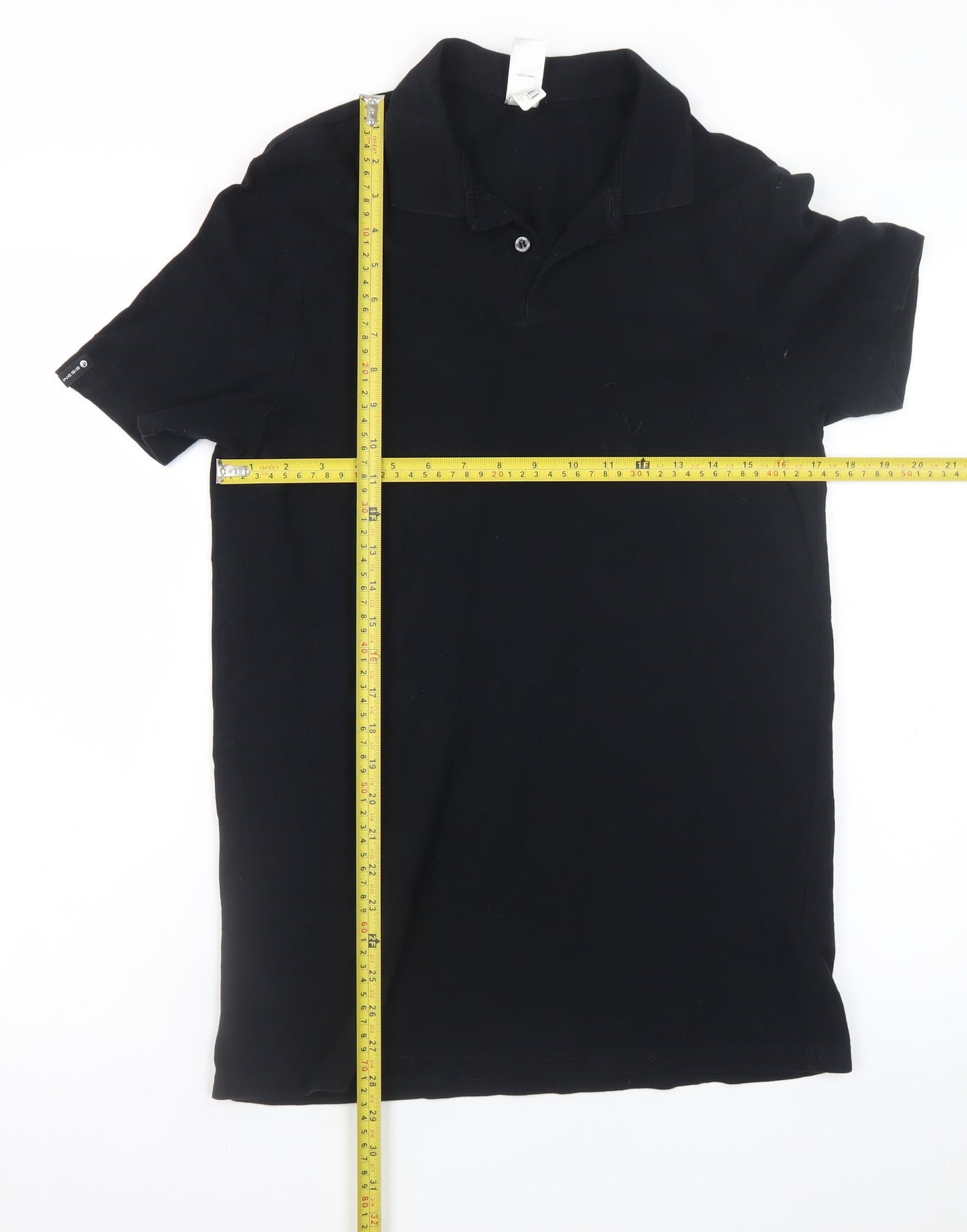 Inesis Men's Black Cotton Short Sleeve Polo Shirt Size L