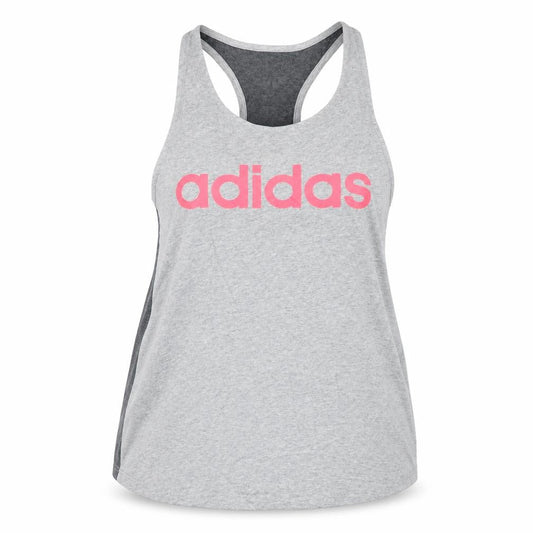 Adidas Womens Grey Racerback Tank Top L Cotton Sportswear