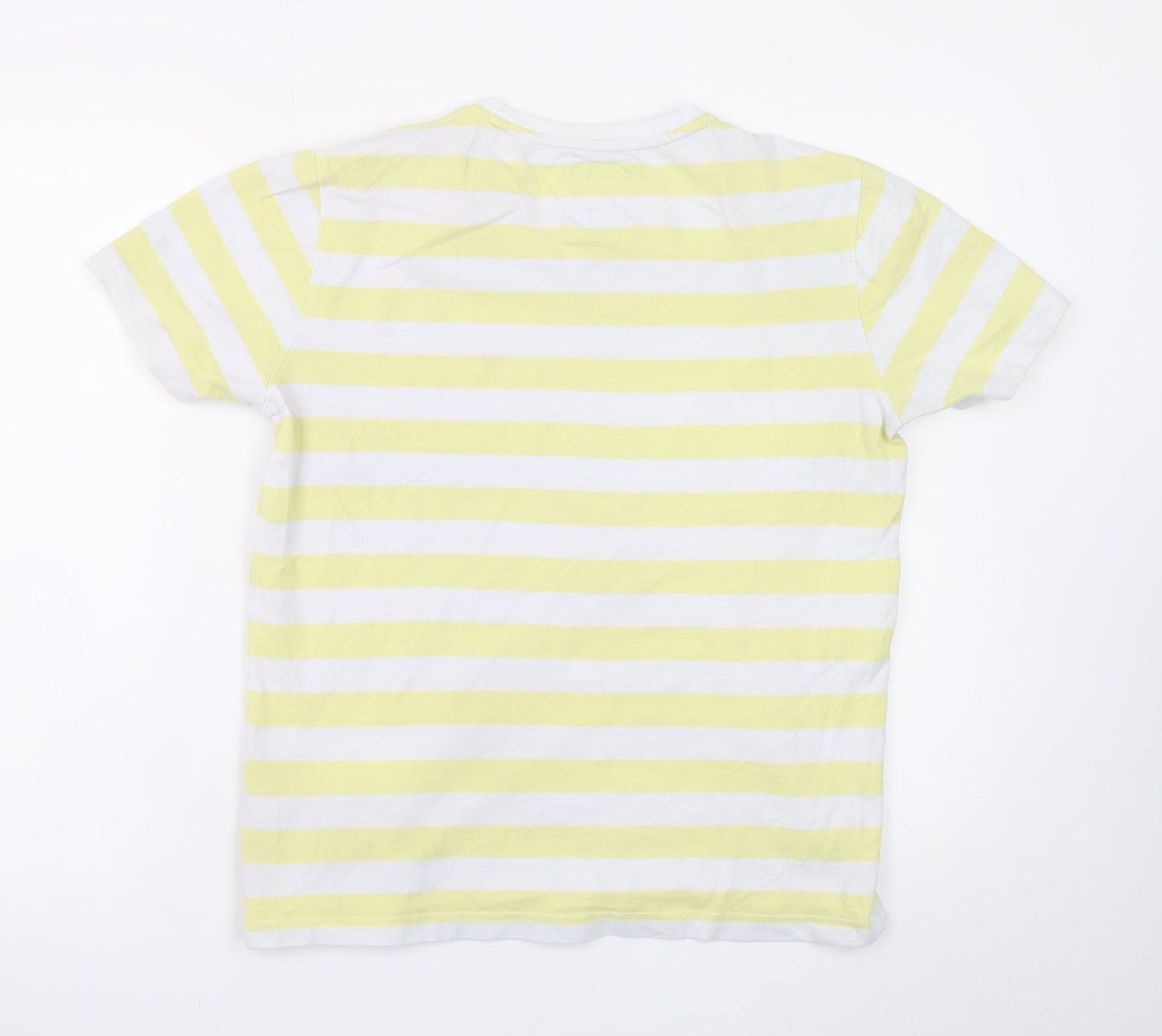 Crew Clothing Company Men's Yellow White Striped Cotton T-Shirt M Regular Fit