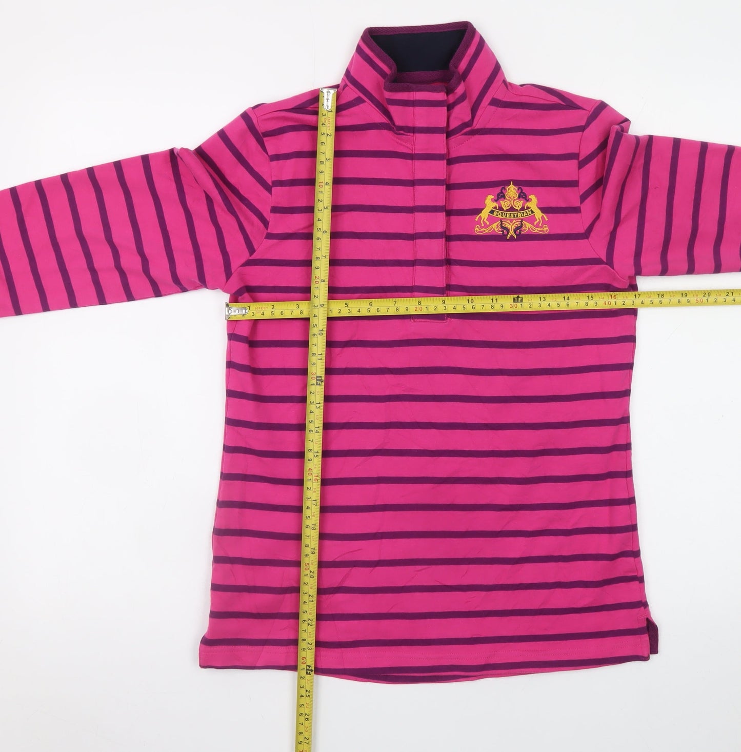 Equestrian Women’s Pink Striped Pullover Sweatshirt Small 8-10