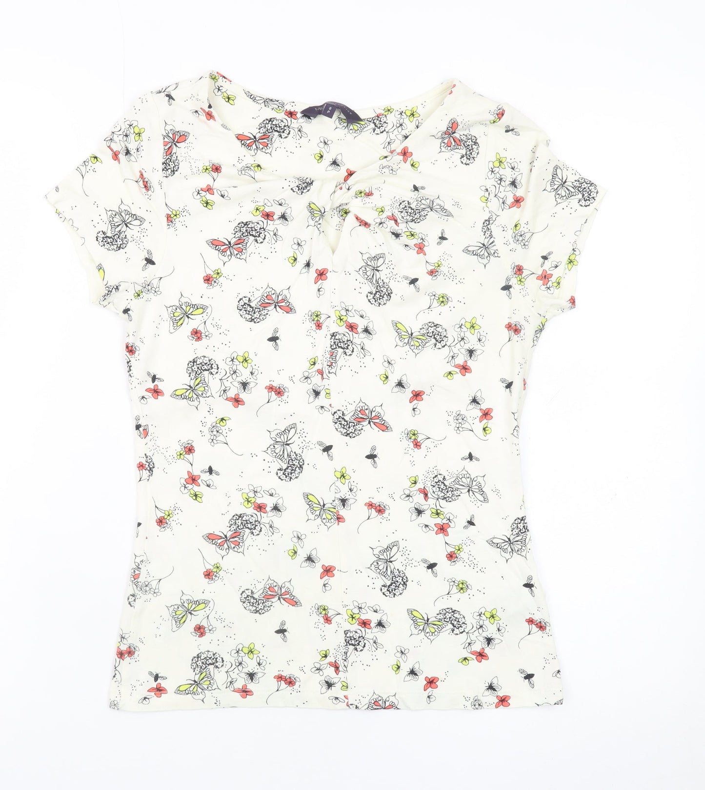 Marks and Spencer Women Ivory Butterfly Floral Top UK 8 Petite