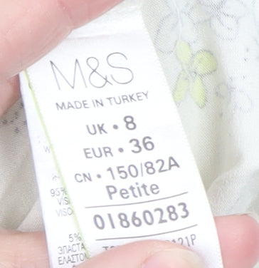 Marks and Spencer Women Ivory Butterfly Floral Top UK 8 Petite