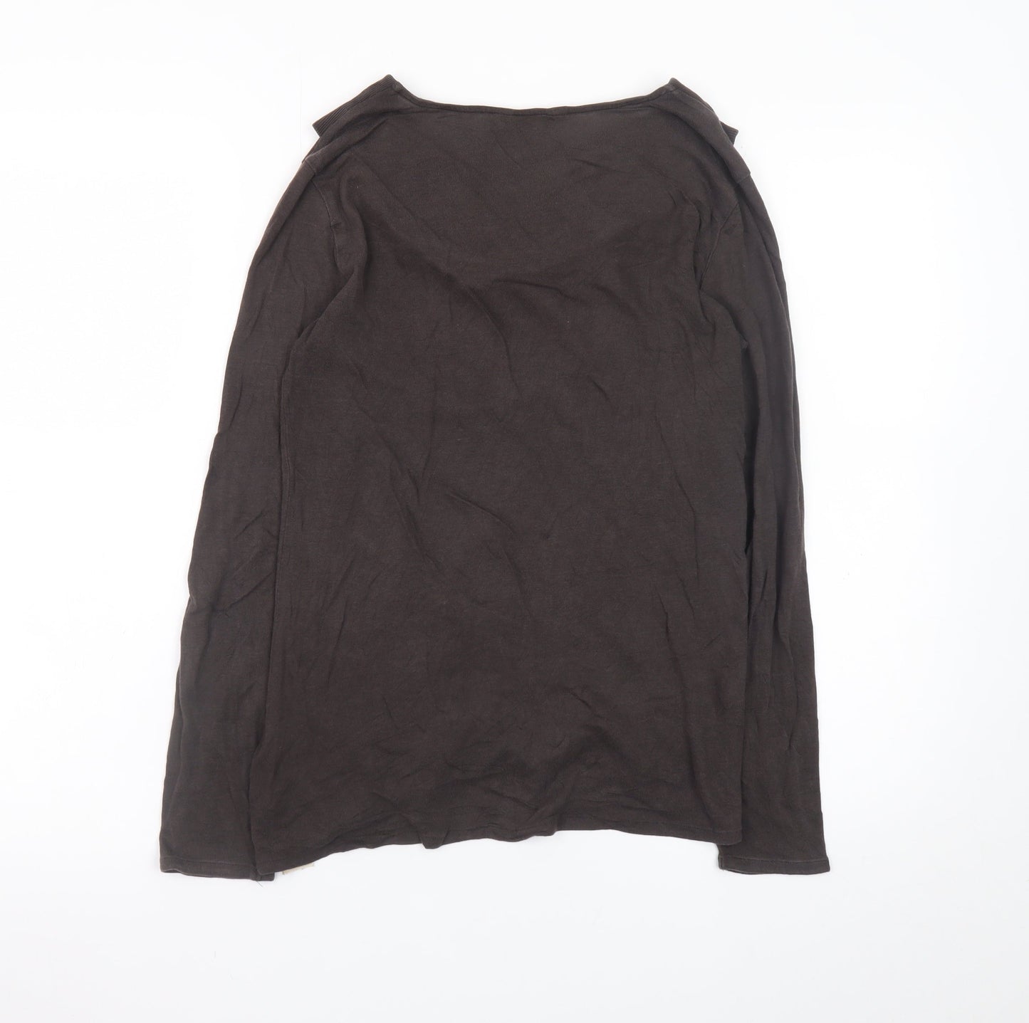 Massimo Dutti Women Brown Long Sleeve Cowl Neck Lyocell T-Shirt Size 12