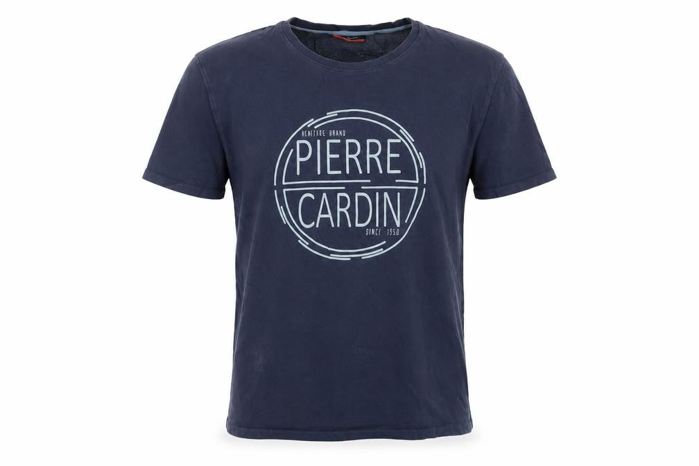 Pierre Cardin Men's Navy Crew Neck Graphic T-Shirt XXL Cotton