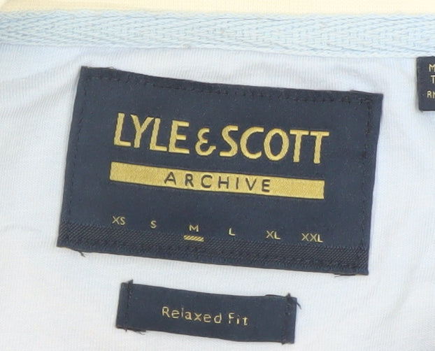 Lyle & Scott Men's Blue Relaxed Fit Colourblock T-Shirt Size L