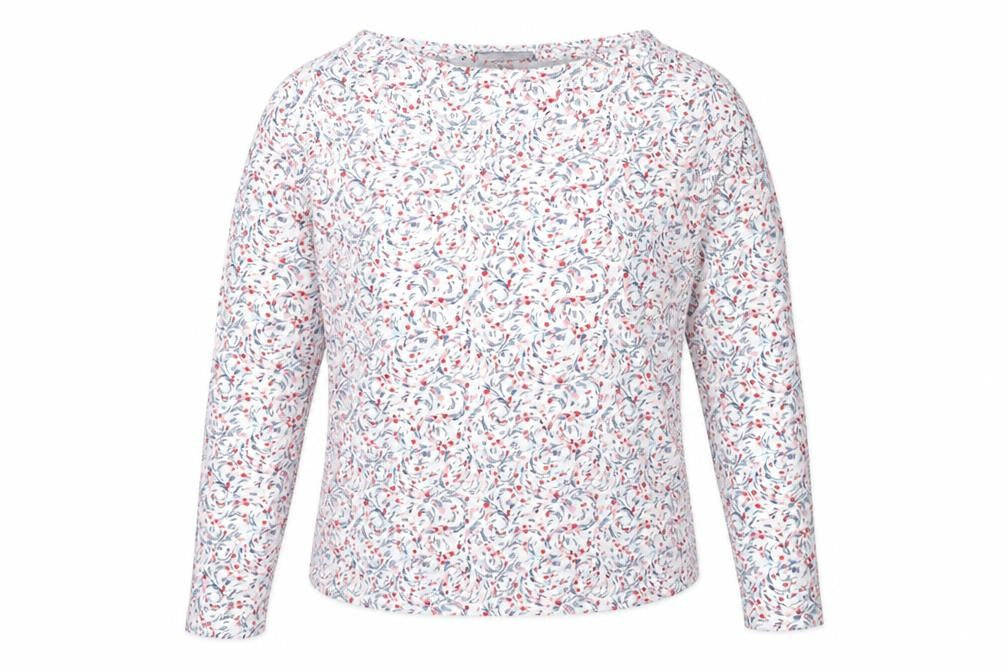 Marks & Spencer Women's White Floral Long Sleeve Viscose T-Shirt Size 16