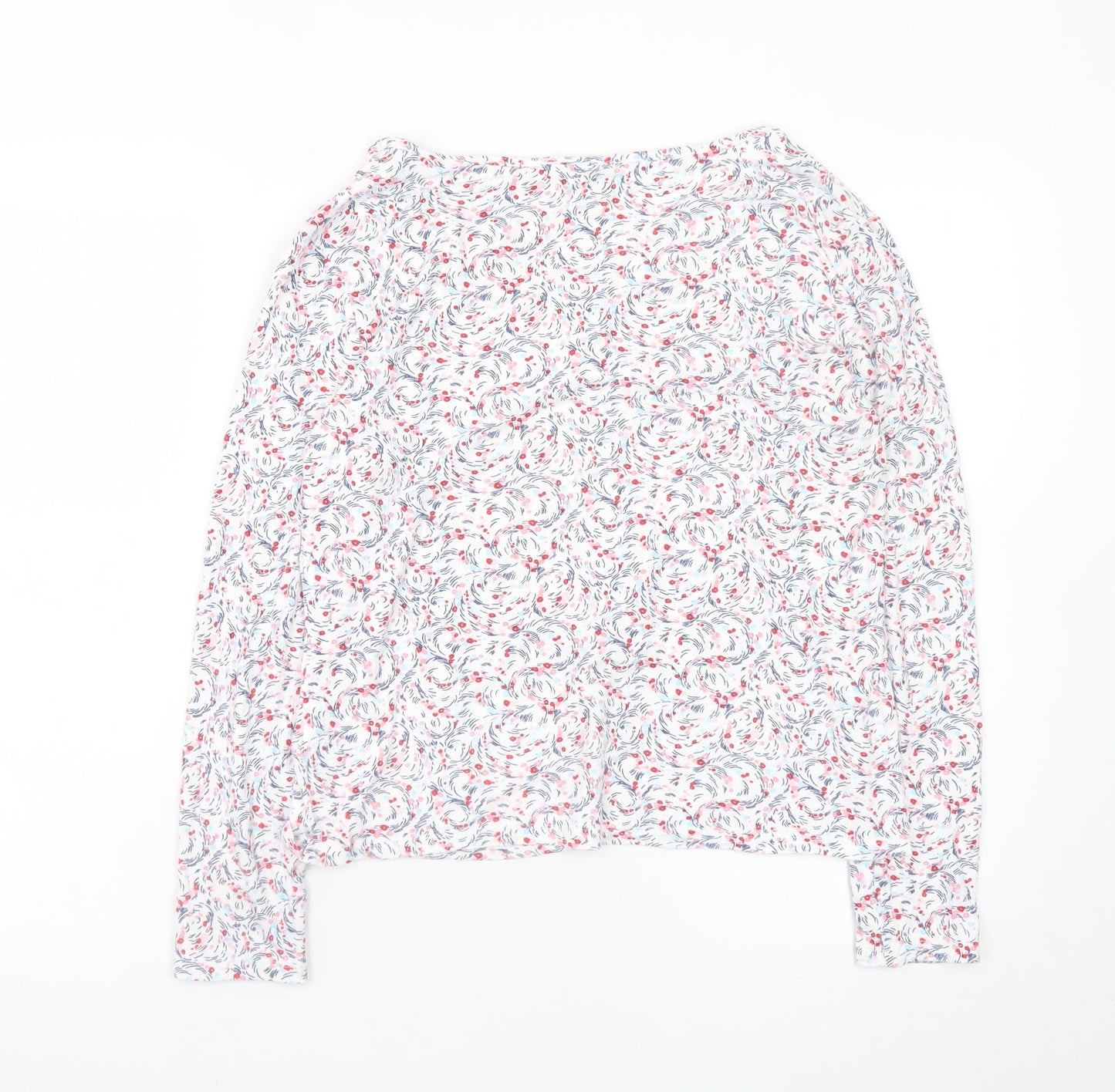 Marks and Spencer Women's White Floral Long Sleeve Viscose T-Shirt Size 16