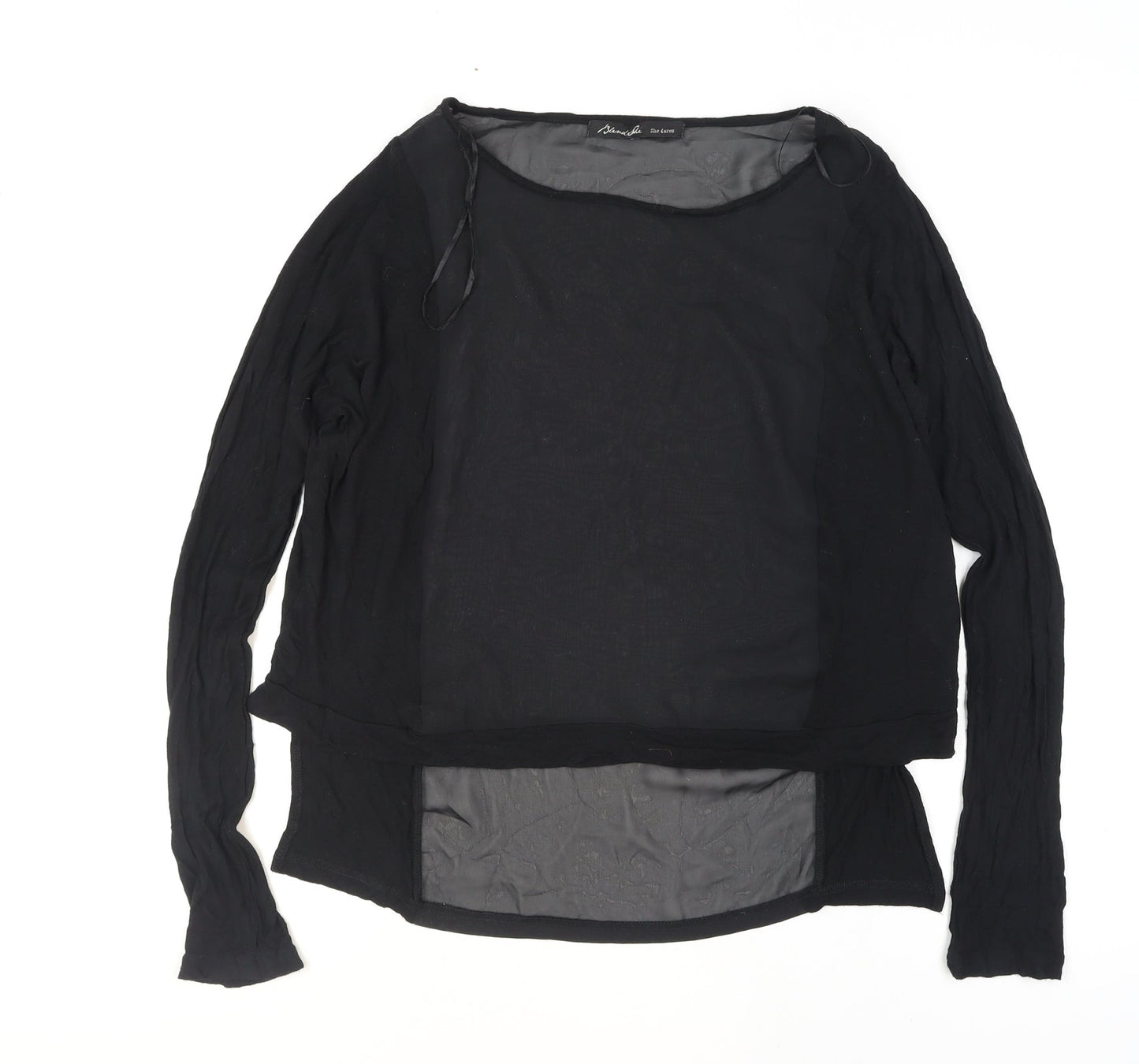 Brendalie Women's Black Long Sleeve Viscose Sheer Blouse Size 12