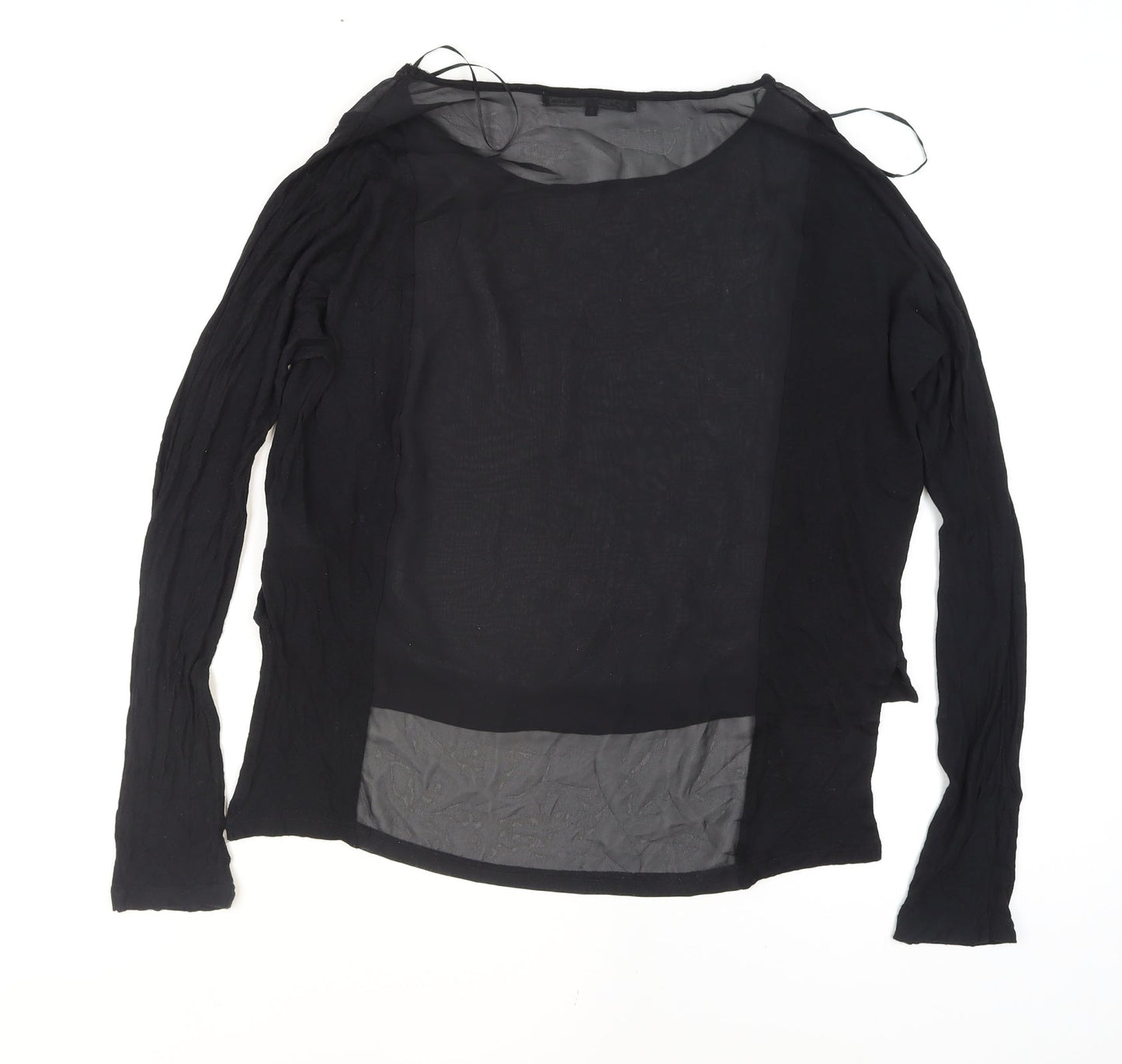 Brendalie Women's Black Long Sleeve Viscose Sheer Blouse Size 12
